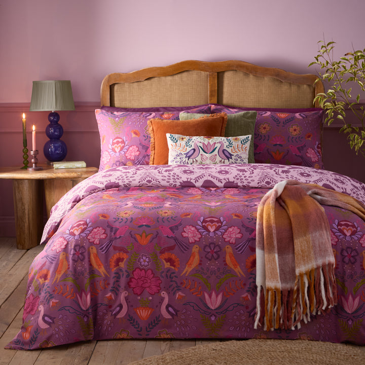 Broderie King Size Duvet Set Damson