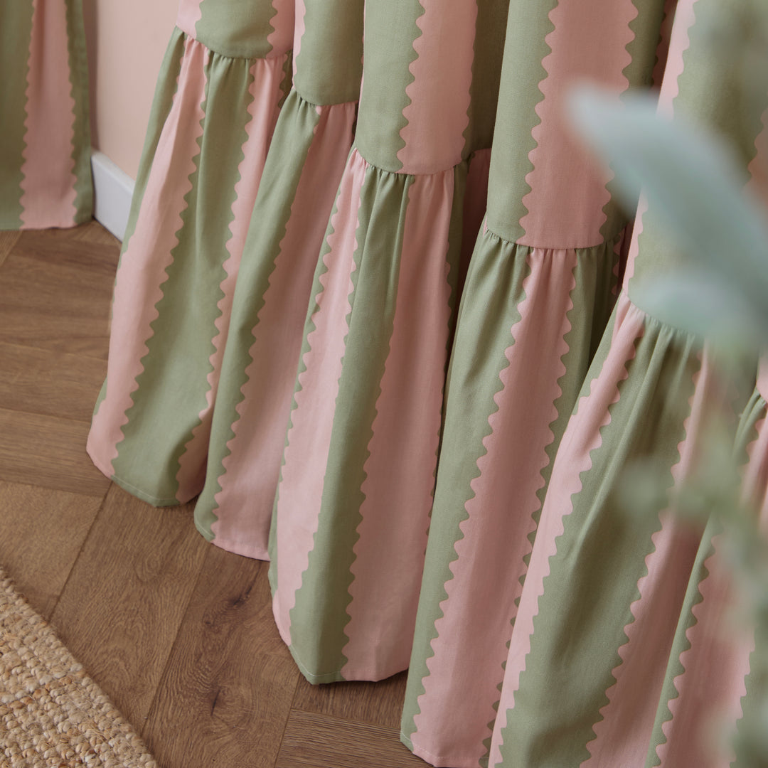 Birdie Stripe 117x183 Pencil Pleat Curtains Pink/Green - image 4