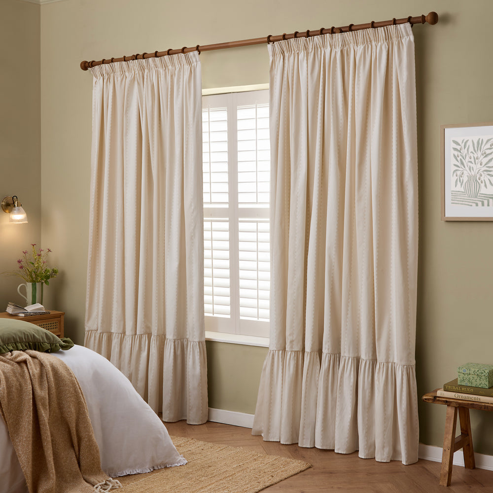 Birdie Stripe 168x183 Pencil Pleat Curtains Natural - image 2