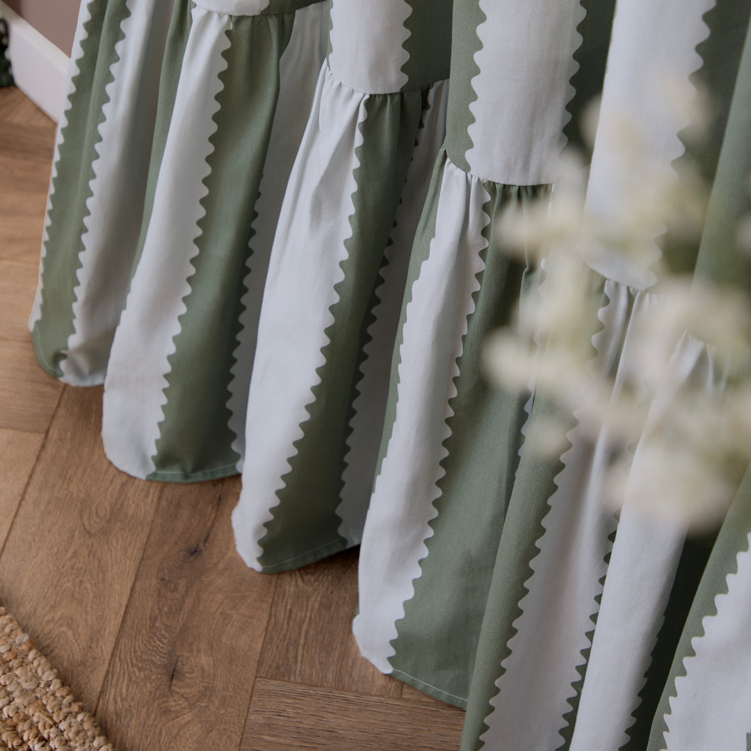 Birdie Stripe 229x183 Pencil Pleat Curtains Bay Green/Mist - image 4