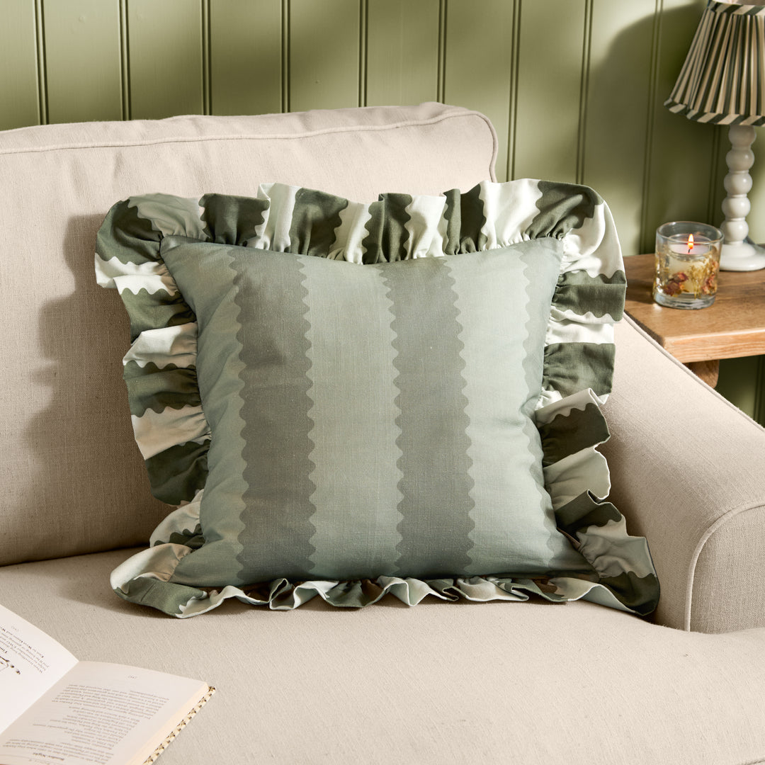 Birdie Stripe 45x45 Cushion Case Bay Green / Mist