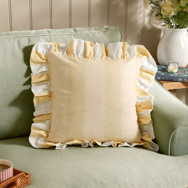 Birdie Stripe 45x45 Cushion Case Butter Yellow