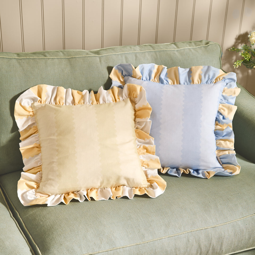 Birdie Stripe 45x45 Cushion Case Lemon/Sky - image 4