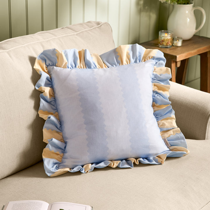 Birdie Stripe 45x45 Cushion Case Lemon/Sky
