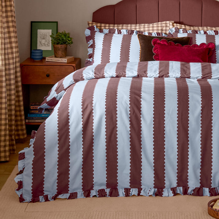 Birdie Stripe Single Duvet Set Blue/Chocolate - image 3