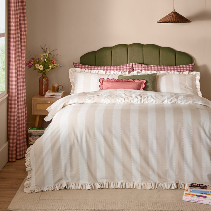 Birdie Stripe Single Duvet Set Natural