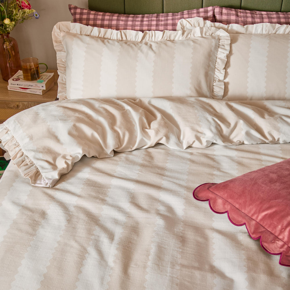 Birdie Stripe Single Duvet Set Natural - image 2