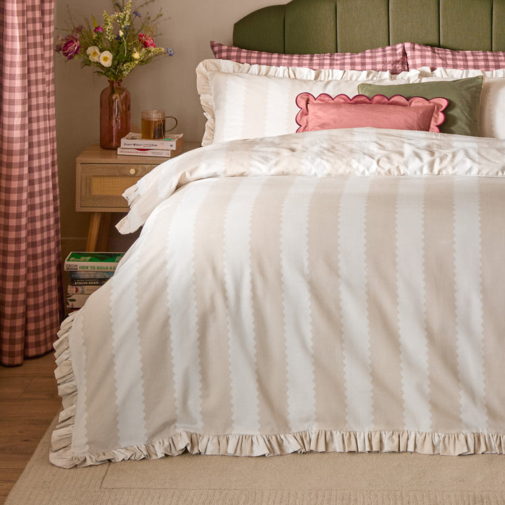 Birdie Stripe Single Duvet Set Natural - image 3