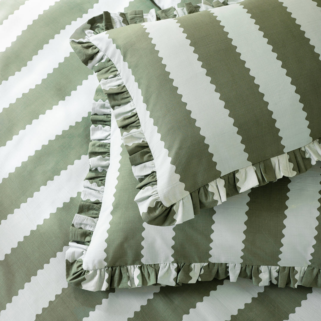 Birdiestripe Double Duvet Set Baygreen/Mist - image 4