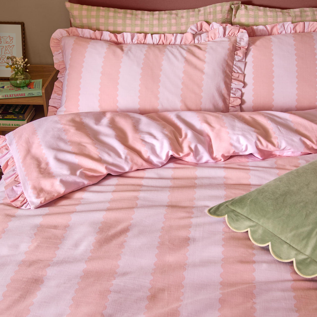 Birdie Stripe King Duvet Set Pink/Raspberry - image 2