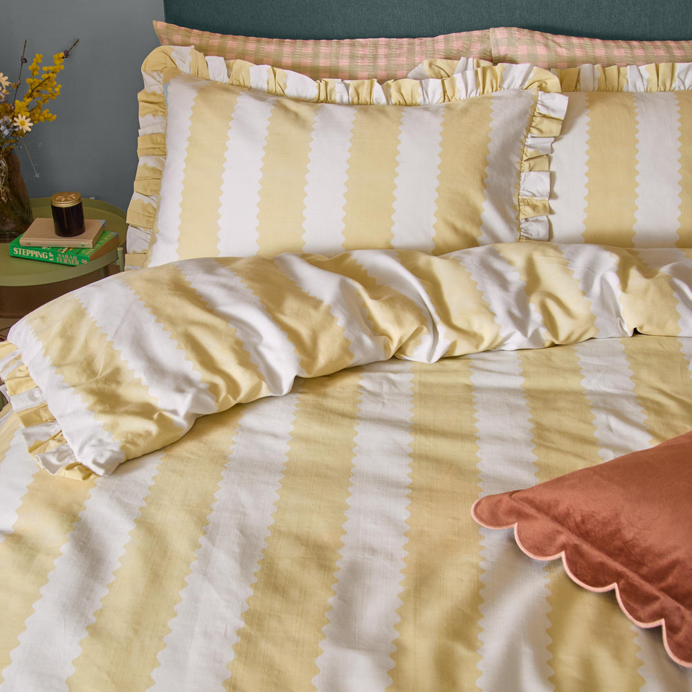 Birdie Stripe Super King Duvet Set Butter Yellow - image 2