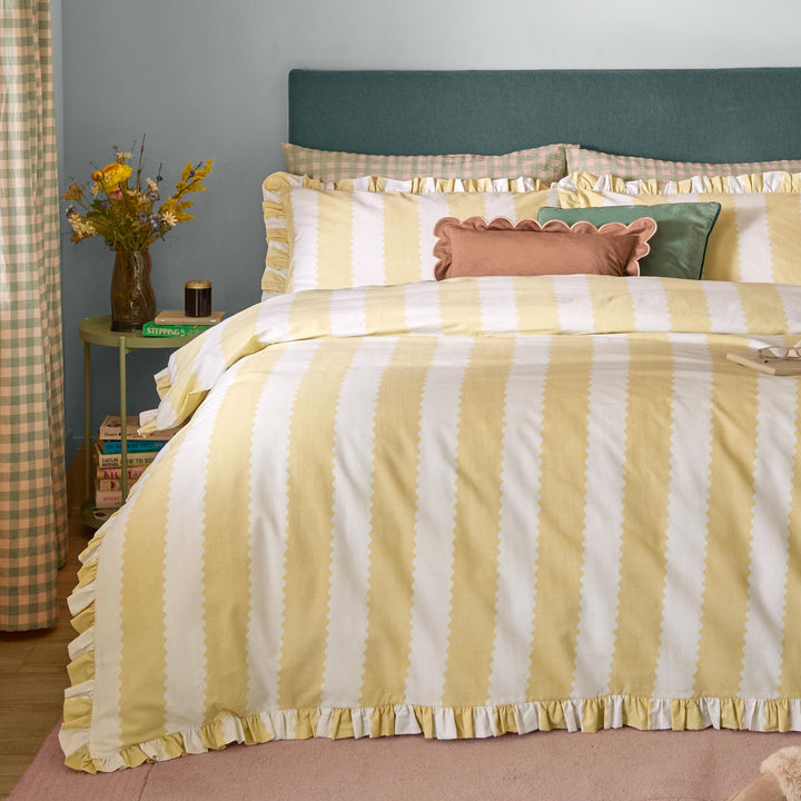 Birdie Stripe Super King Duvet Set Butter Yellow - image 3