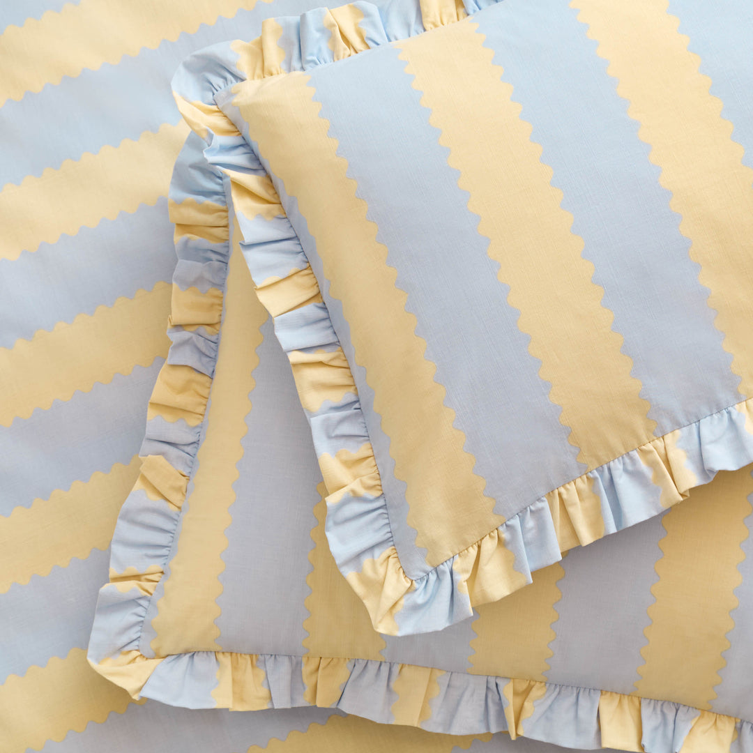 Birdie Stripe Super King Duvet Set Lemon/Sky - image 4
