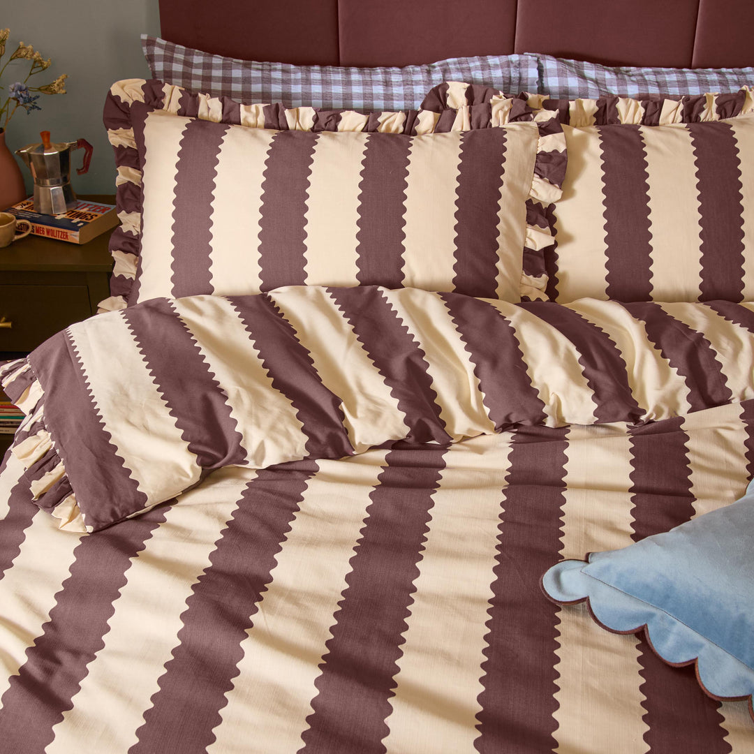 Birdie Stripe Pillowcase Pairs Buttermilk/Chocolate - image 2