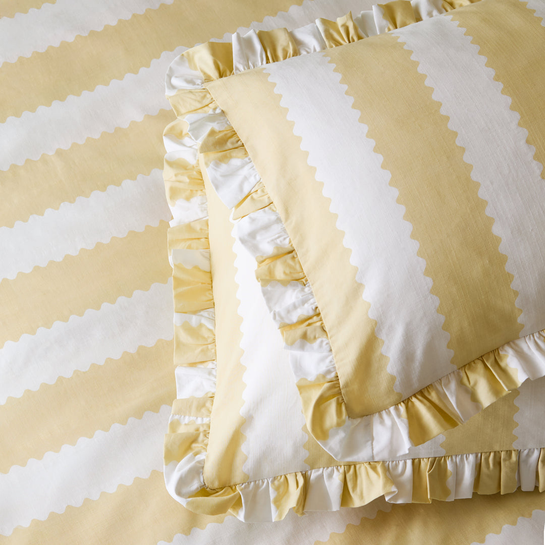 Birdie Stripe Pillowcase Pairs Butter Yellow