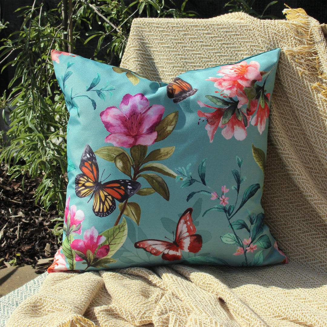 Butterflies 43x43 Outdoor Cushion Cover Duck Egg - image 4