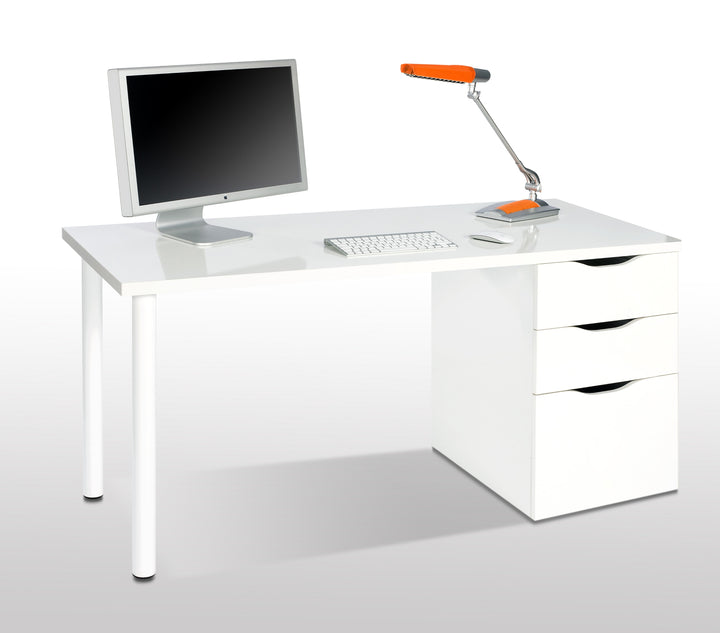 Jasmine White Gloss Desk With 3 Drawers