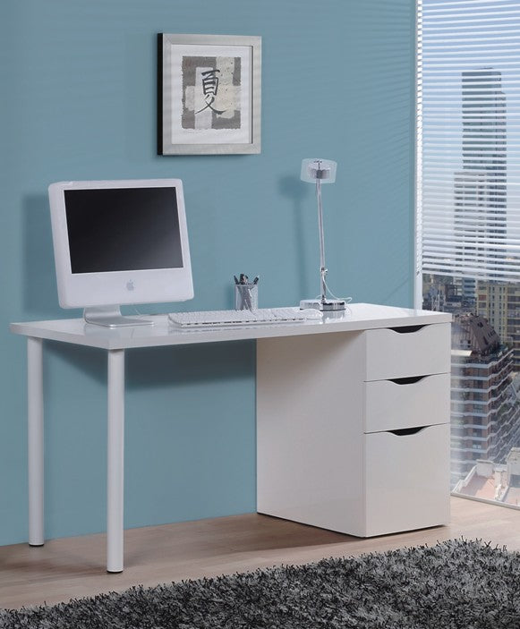Jasmine White Gloss Desk With 3 Drawers