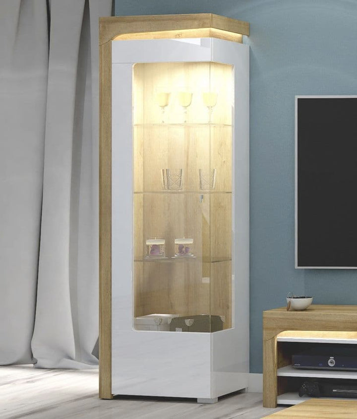 Iris Oak Effect And White Gloss LEFT Display Cabinet