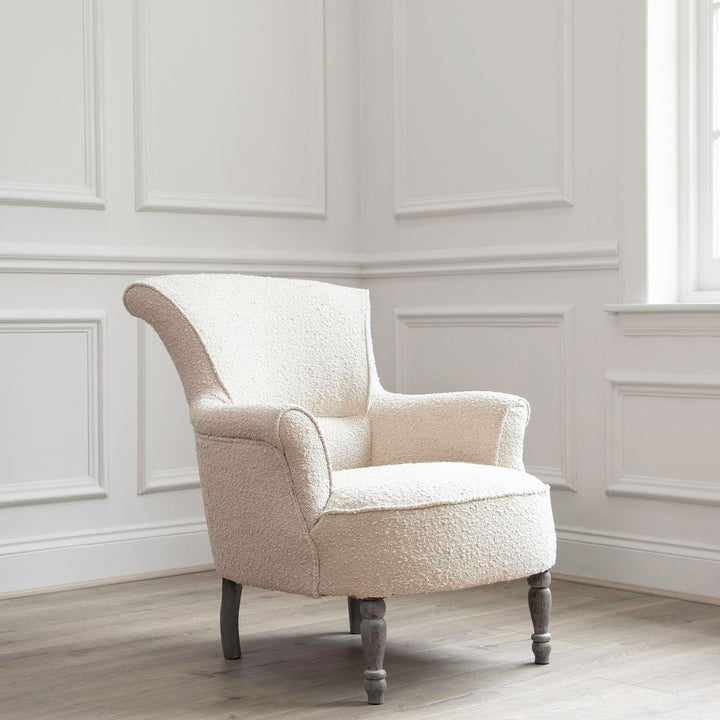 CAMILLA ROUND ARM CHAIR BOBBLE BARLEY