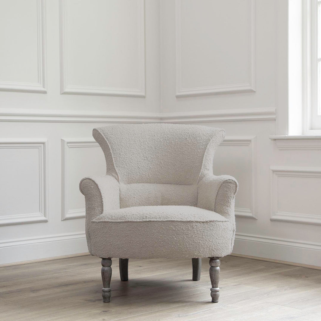CAMILLA ROUND ARM CHAIR BOBBLE CREAM