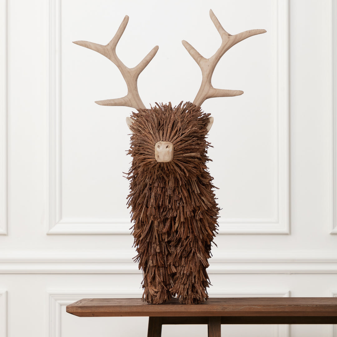 CAMPBELL STANDING STAG WOODEN SCULPTURE