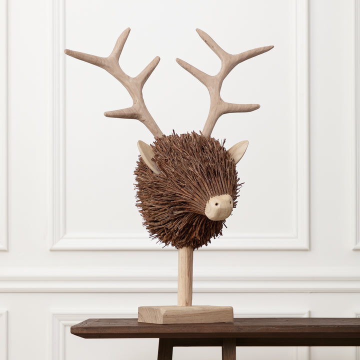 CAMPBELL STAG HEAD WOODEN SCULPTURE