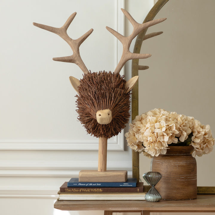CAMPBELL STAG HEAD WOODEN SCULPTURE