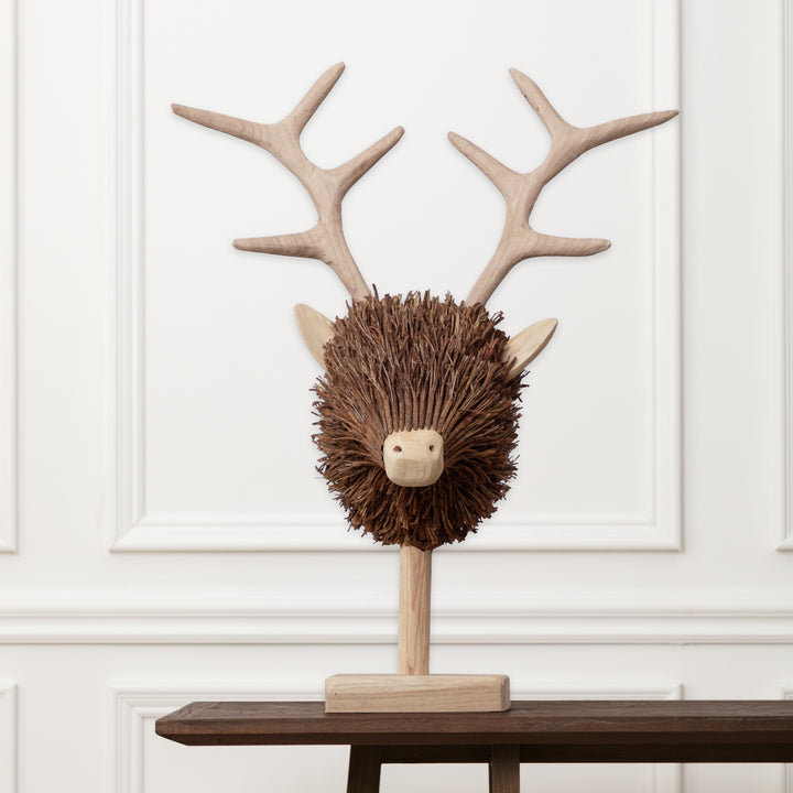 CAMPBELL STAG HEAD WOODEN SCULPTURE