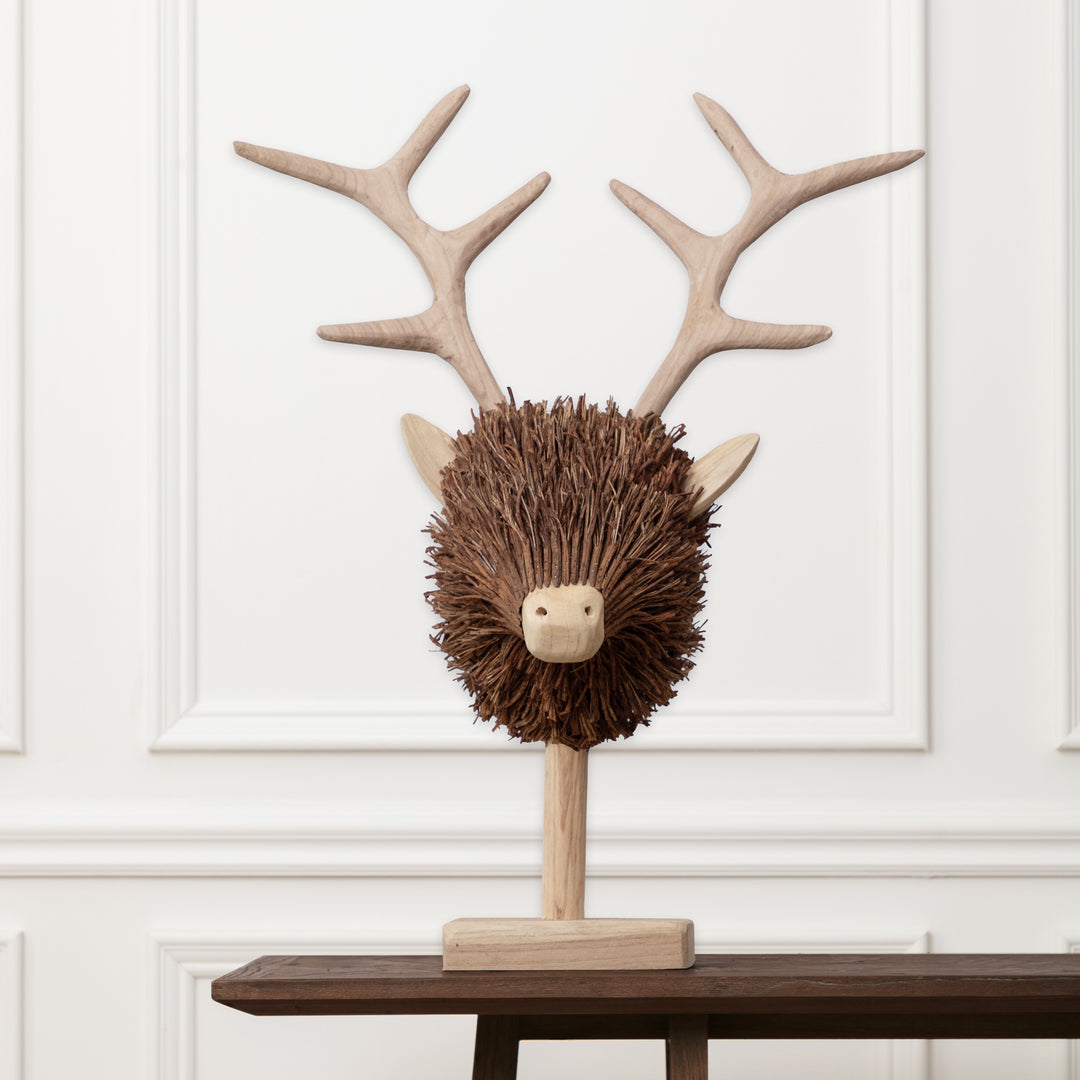 CAMPBELL STAG HEAD WOODEN SCULPTURE