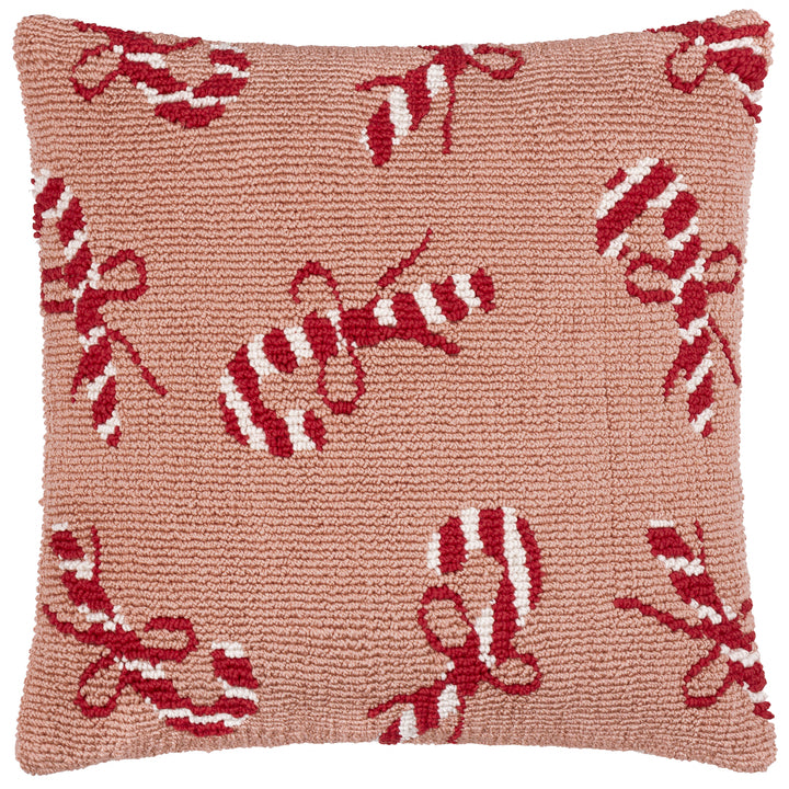 CANDY CANES 45X45 CUSHION CASE PINK/RED