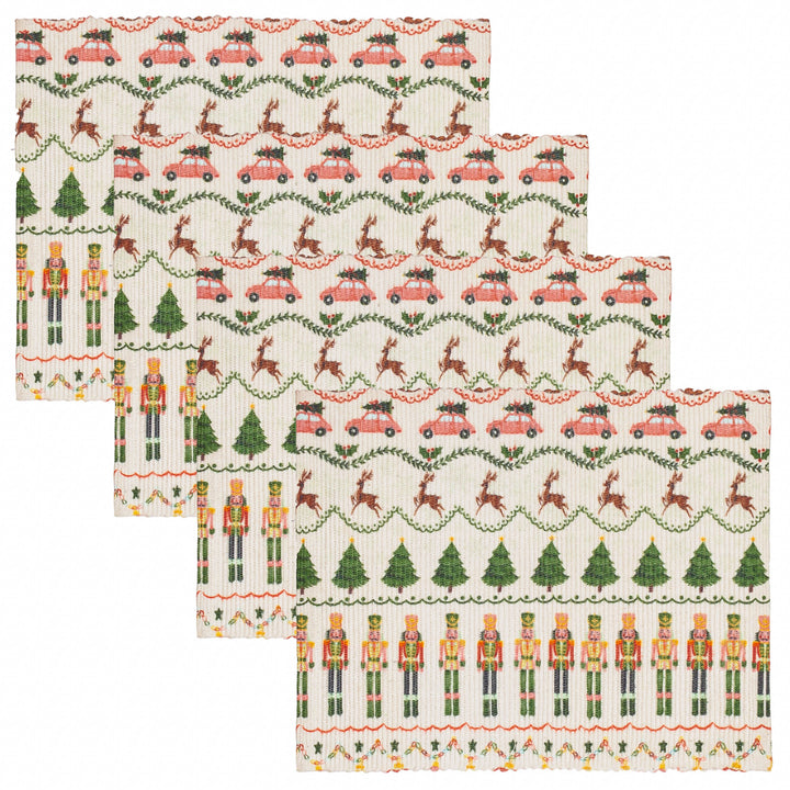 CHRISTMAS CELEBRATIONS 46X36 SET OF 4 TABLE PLACEMATS MULTI