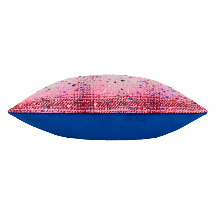 CONNIE CHECK 45X45 CUSHION CASE PINK/COBALT