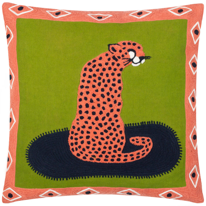 CORAL CHEETAH 45X45 CUSHION CASE CORAL