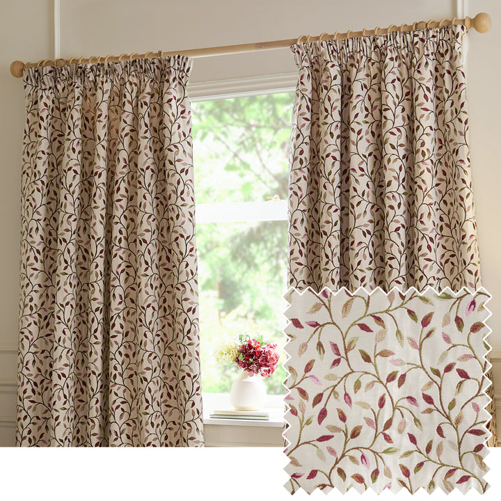 CERVINO 117X137 PENCIL PLEAT CURTAINS DAMSON