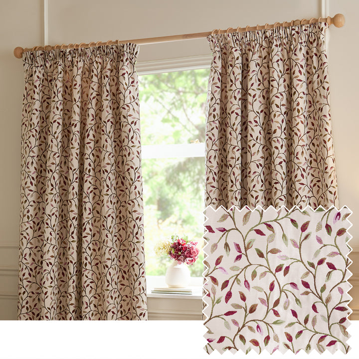 CERVINO PENCIL PLEAT CURTAINS DAMSON