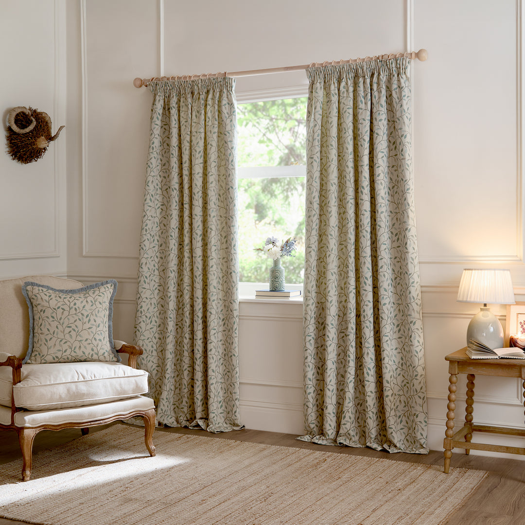 CERVINO PENCIL PLEAT CURTAINS DUCK EGG