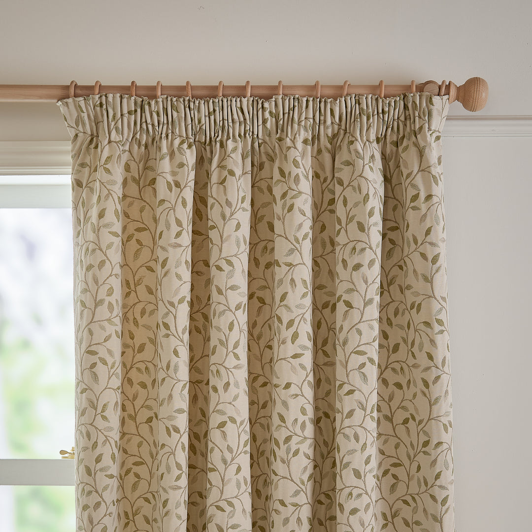 CERVINO PENCIL PLEAT CURTAINS LICHEN