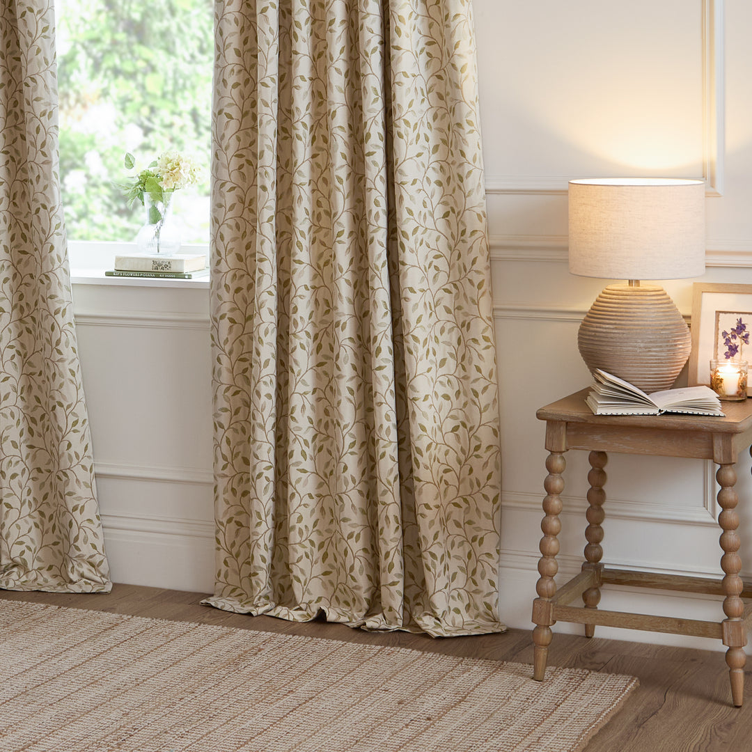 CERVINO PENCIL PLEAT CURTAINS LICHEN