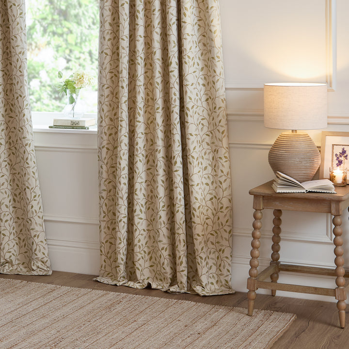 CERVINO PENCIL PLEAT CURTAINS LICHEN