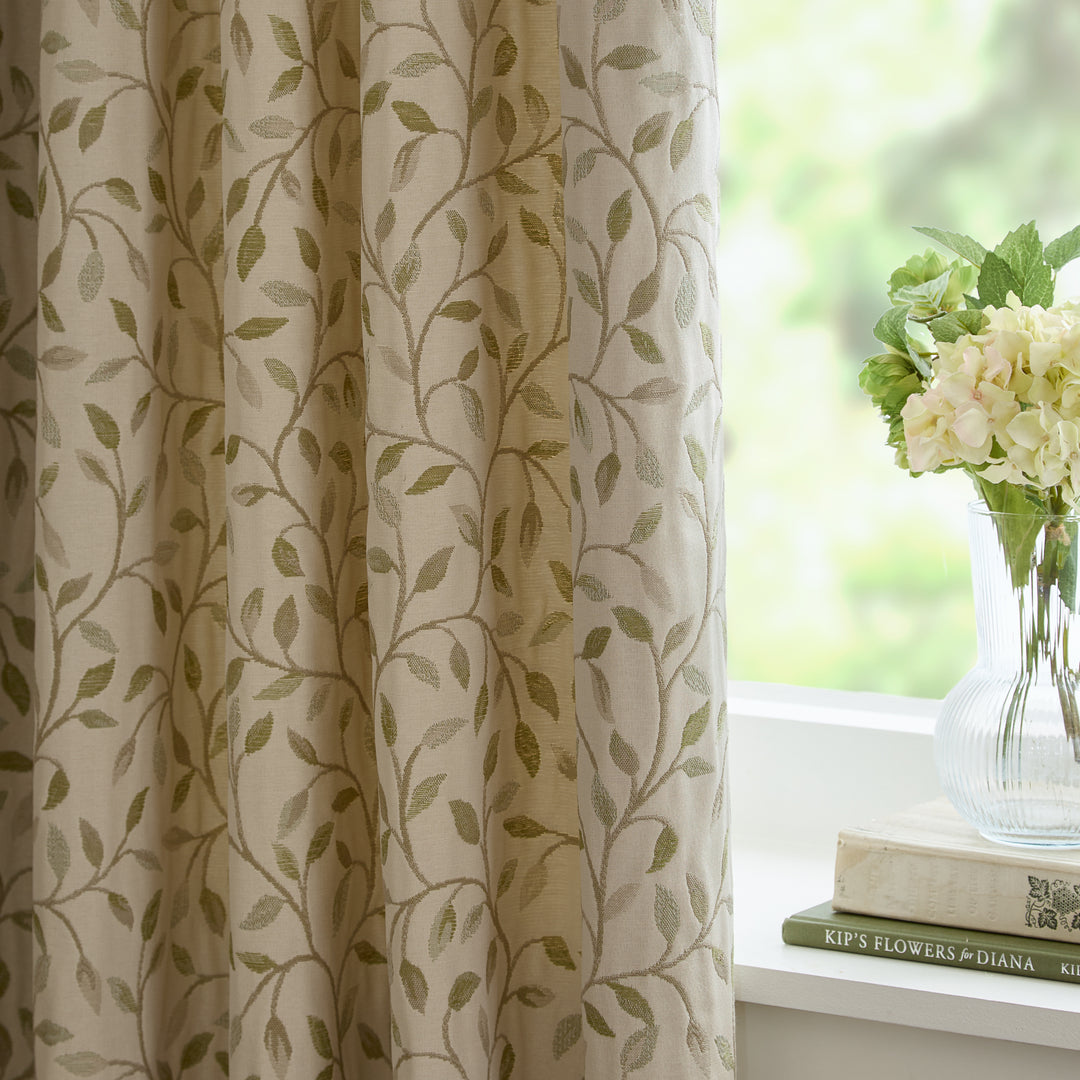 CERVINO PENCIL PLEAT CURTAINS LICHEN