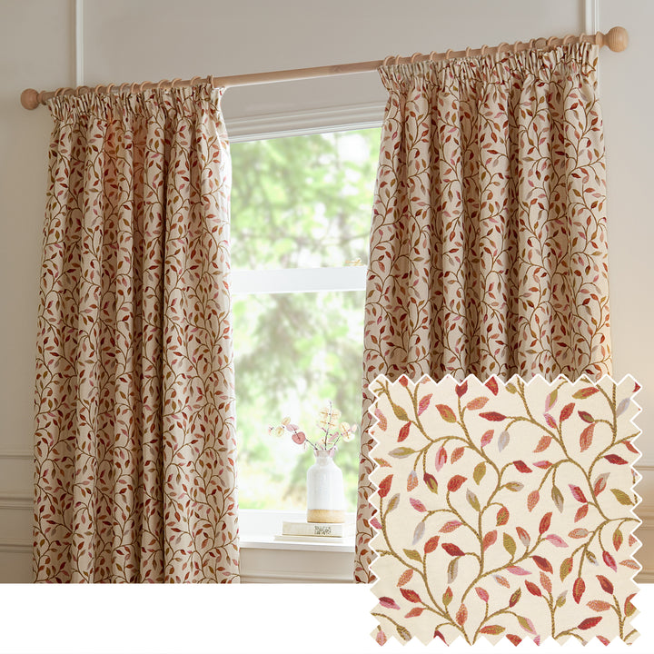 CERVINO PENCIL PLEAT CURTAINS REDNUT
