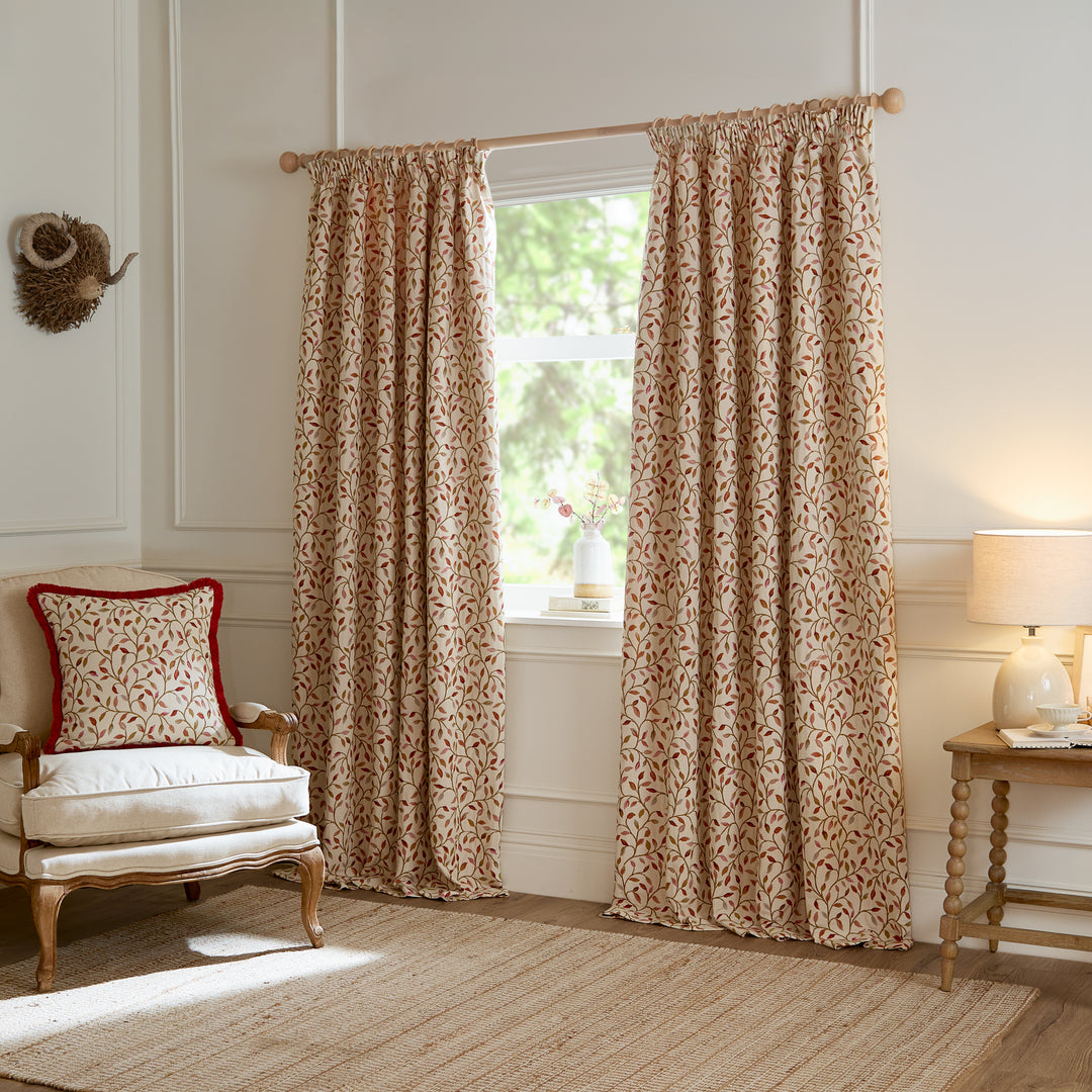 CERVINO PENCIL PLEAT CURTAINS REDNUT