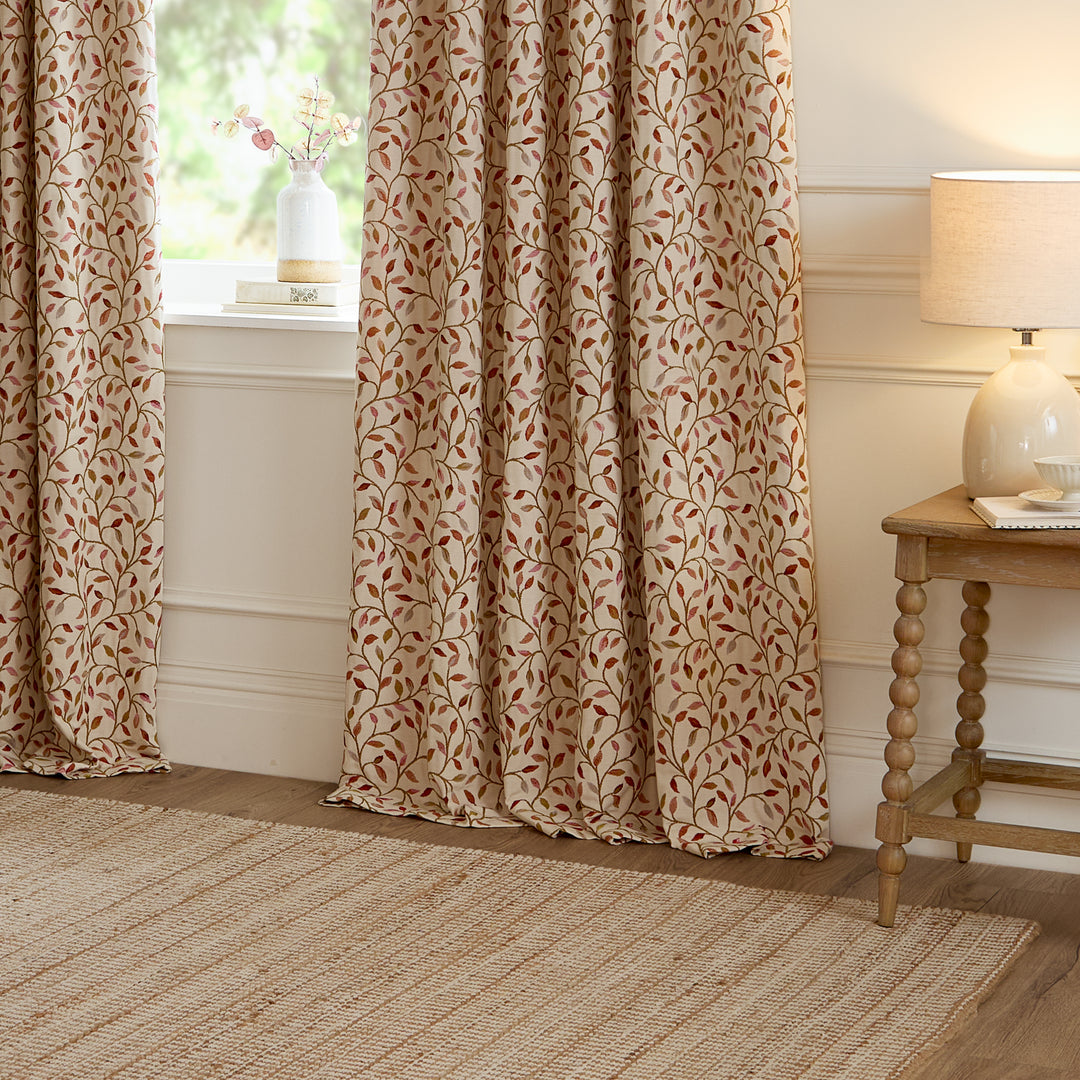CERVINO PENCIL PLEAT CURTAINS REDNUT