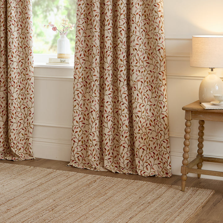 CERVINO PENCIL PLEAT CURTAINS REDNUT