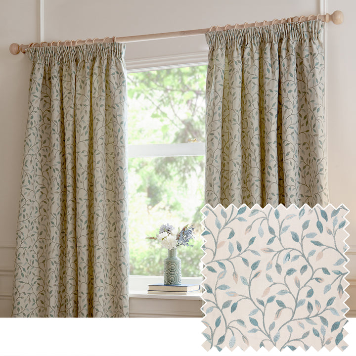 Cervino 168x137 Pencil Pleat Curtains Duck Egg