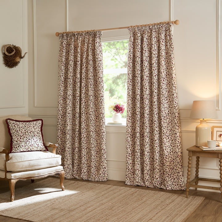 Cervino 168x183 Pencil Pleat Curtains Damson - image 2