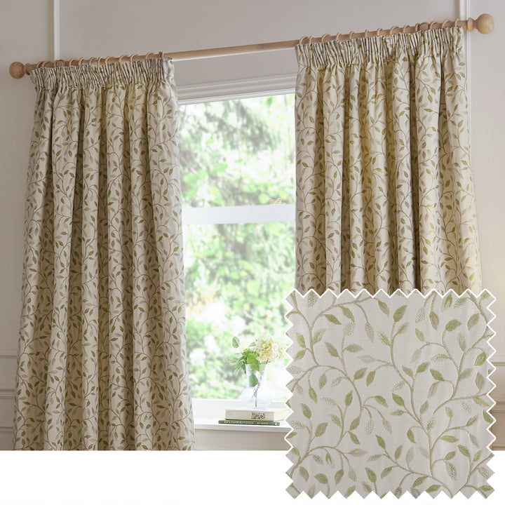 CERVINO 168X183 PENCIL PLEAT CURTAINS LICHEN