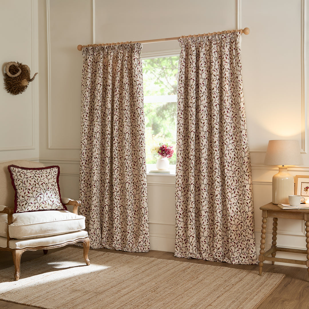 CERVINO 229X137 PENCIL PLEAT CURTAINS DAMSON