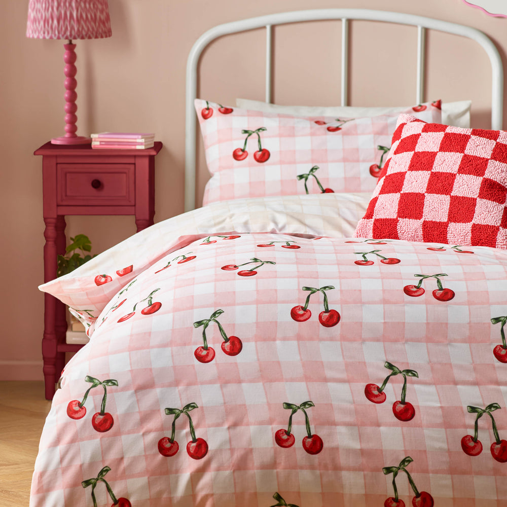 Cherry Gingham Super King Duvet Set Pink - image 2